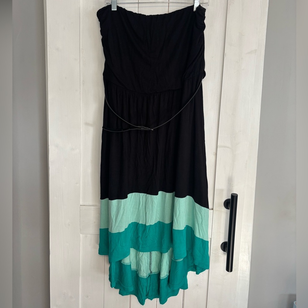 Forever 21 - Strapless Hi-Low Dress - Black/aTeal